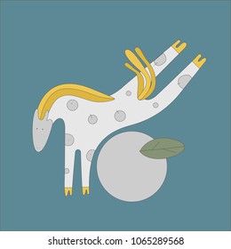 Horse on an apple