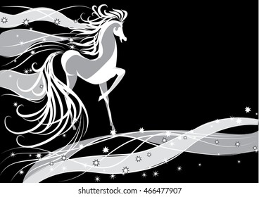 Horse on black background