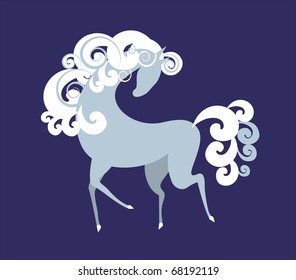 horse on blue background