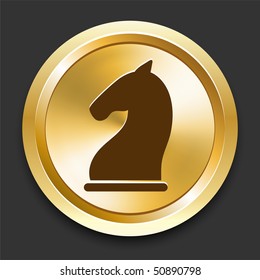 Horse on Golden Internet Button Original Illustration