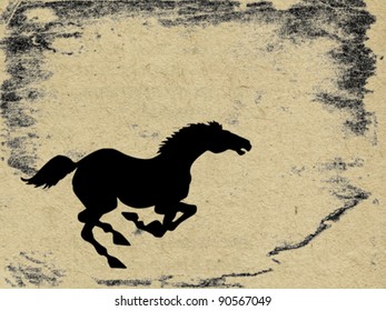 horse on grunge background, vector illustration