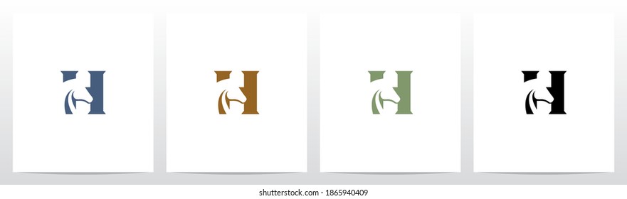 Diseño de logotipo de caballo en carta H