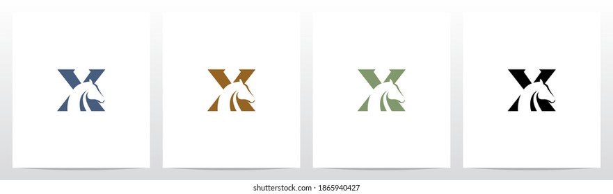 Horse On Letter Logo Design X