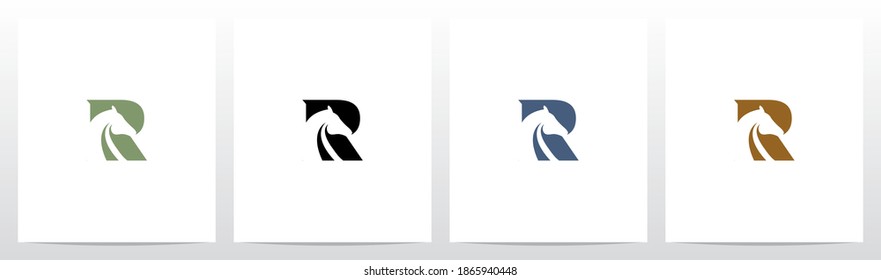 Horse On Letter Logo Design R