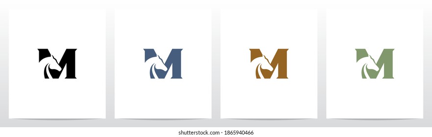 Horse On Letter Logo Design M