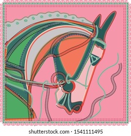 Horse on the pink background 