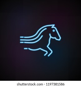 the horse is on the run icon in neon style. One of Speed collection icon can be used for UI, UX