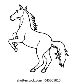 horse on two legs equine animal line