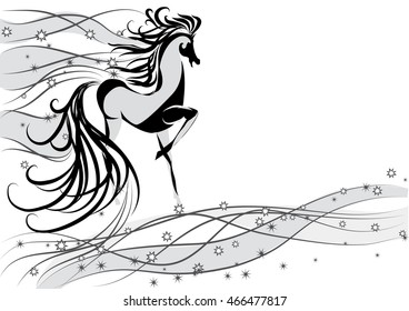 Horse on white background