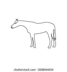 Horse one line art. Continuous line drawing of domestic animal.