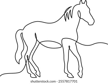 horse one line art drawing vector