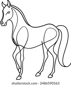 Horse one line art vector