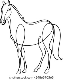 Caballo una línea de arte Vector