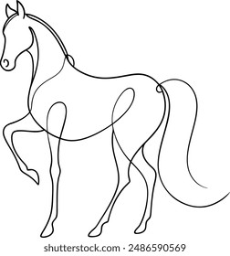 Horse one line art vector