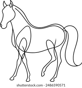 Caballo una línea de arte Vector