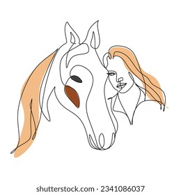 Diseño de estilo minimalista de dibujo de una línea de caballo. Linea art.Vector.