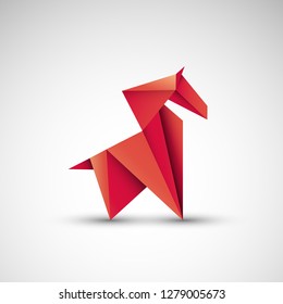 horse origami vector icon