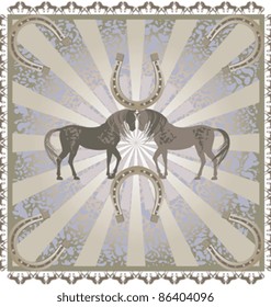 horse  ornament  pattern retro pastel color