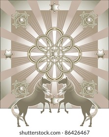 horse  ornament  pattern retro pastel color