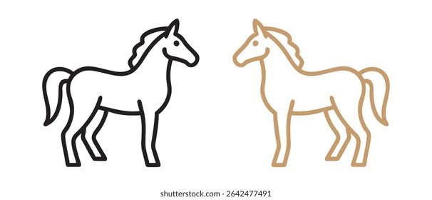 Horse outline drawing vector illustration simple design for equestrian and animal lovers art print and logo design.
