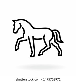 Icono de contorno de caballo. Arte equino de fondo blanco.