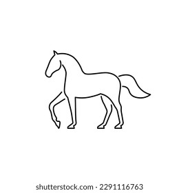 Icono de contorno de caballo - Arte de línea equina sobre fondo blanco.