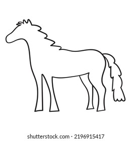 Horse. Outline illustration on white background.