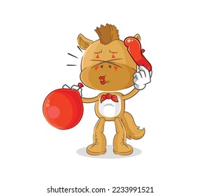 the horse pantomime blowing balloon. cartoon mascot vector