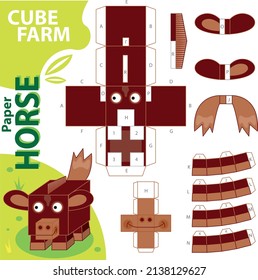 Horse paper toy farm set