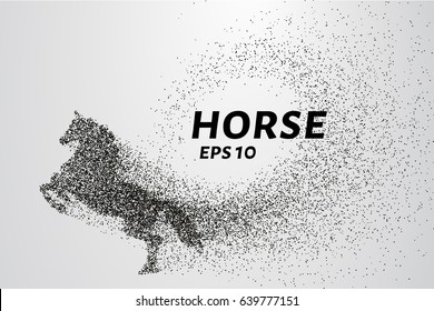 Horse of the particles. The horse consists of small circles and dots. Vector illustration