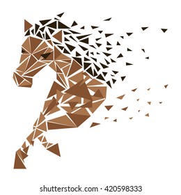  Horse particles icon design. Galloping brown particles - vector illustration