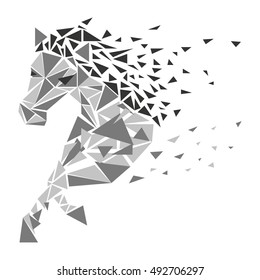 Horse particles icon design. Galloping brown particles - vector illustration