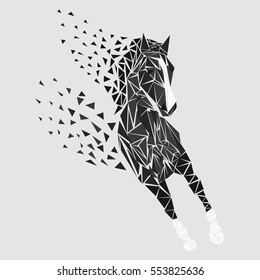 Horse particles icon design. Galloping black particles - vector illustration