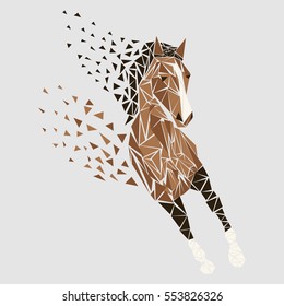  Horse particles icon design. Galloping brown particles - vector illustration
