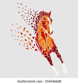Horse particles icon design. Galloping red - vector illustration