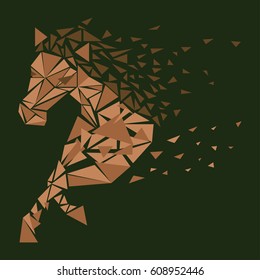 Horse particles icon design. Galloping brown - vector illustration
