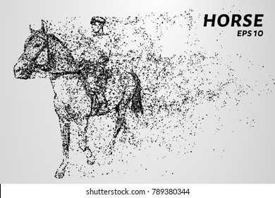 Horse of the particles. The horse is made up of little circles.