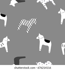 horse pattern grey background seamless pattern vector illustration