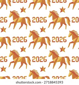 Pferdemuster mit Sternen und 2026 Text auf weißem Hintergrund, relevant für Neujahrsdesigns