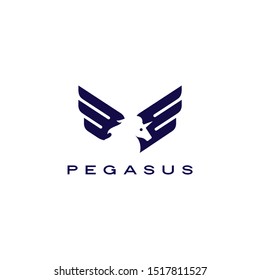 horse pegasus unicorn wings logo vector icon illustration