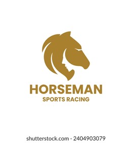 Horse and people combination can be called a modern horseman logo design