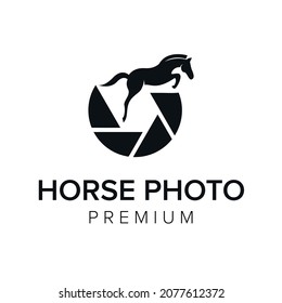 horse photo logo icon vector template