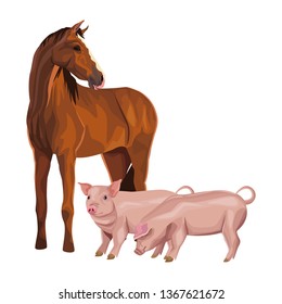 horse and pig
