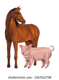 horse and pig