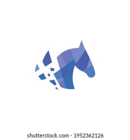 Horse pixel style logo design