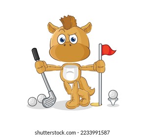 el caballo jugando al vector de golf. personaje de caricatura