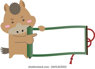 Horse Pointing at Scroll - Simple New Year Message Template (No Outfit)