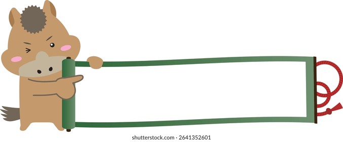 Horse Pointing at Scroll - Simple New Year Message Template (No Outfit)