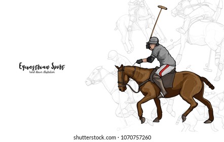 Horse polo background design with Horse polo player in action.