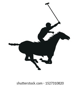 Horse Polo Player Black Silhouette Galloping Stock Vector (Royalty Free ...